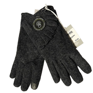 Nordstrom Woman’s Charcoal Gray Wool Gloves with Ruffle Detail- Touch Screen Sma